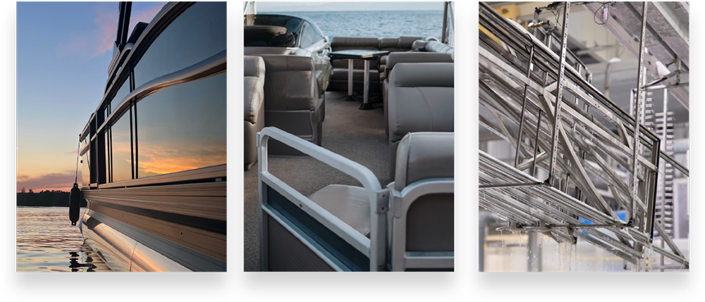 three marine images showing boating parts